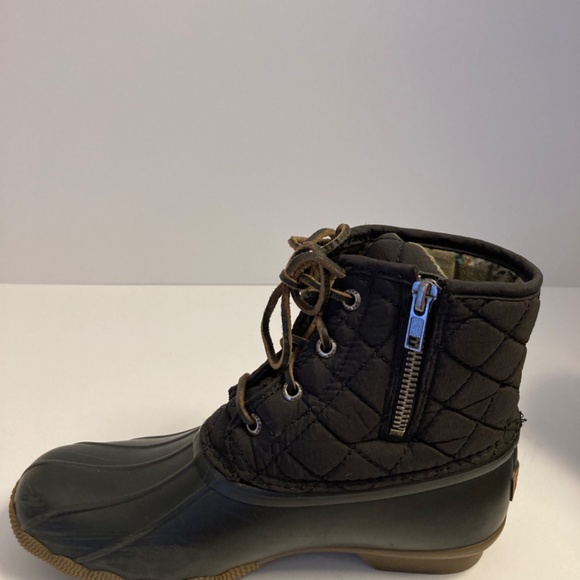 Sperry Black Leather Quilted Waterproof Duck Boots for Women Size 6.5 Preppy! - Picture 3 of 6